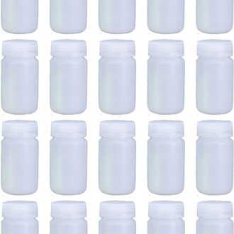 125 ml Wide Mouth Reagent Bottle, Pack of 20, Leak-Proof Round Plastic Container with Screw Cap, Lab Grade Transparent Jar for Chemicals & Pills, Water Sample Vessel, Round